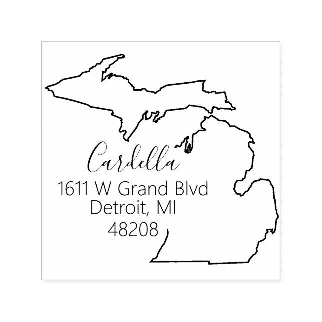 MI | Staten Michigan Returadress Frimärke Självfärgande Stämpel (Design)