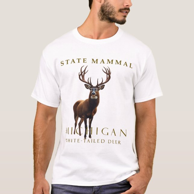 MI Vitstjärtad Hjort Design T Shirt (Framsida)