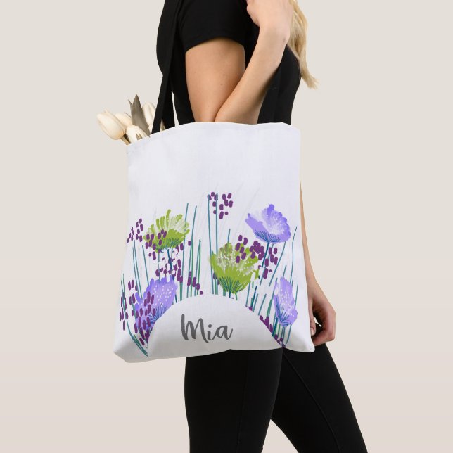 Mia Blommig Monogram Tygkasse (Närbild)