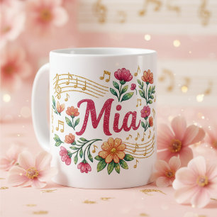 Mia Blommig Musikälskare Glittermugg Kaffemugg