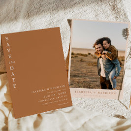 MIA Boho Burnt Orange Terracotta Photo Spara Date Inbjudningar