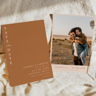 MIA Boho Burnt Orange Terracotta Photo Spara Date Inbjudningar
