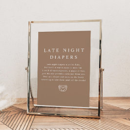 MIA Boho Earth Tone Late Night Diaper Baby Shower Poster