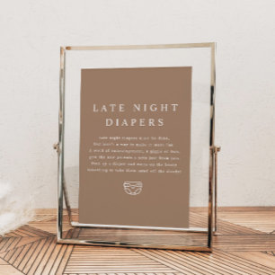 MIA Boho Earth Tone Late Night Diaper Baby Shower Poster
