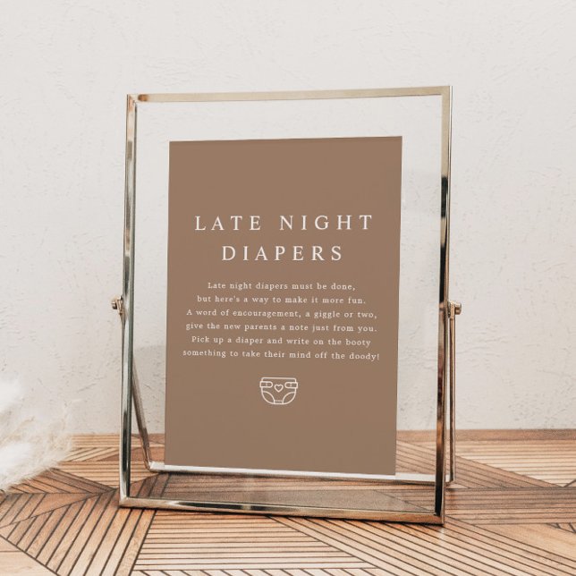 MIA Boho Earth Tone Late Night Diaper Baby Shower Poster (Skapare uppladdad)