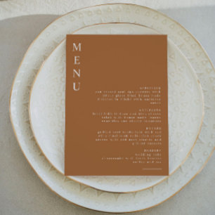 MIA Boho Terracotta Burnt Orange Minimalist Menu Inbjudningar