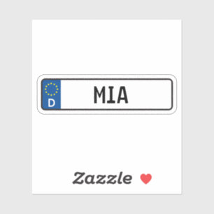 Mia German Car License Plate Klistermärken