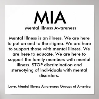 MIA, Mental Sjukdom Awareness, Mental Sjukdom i.. Poster