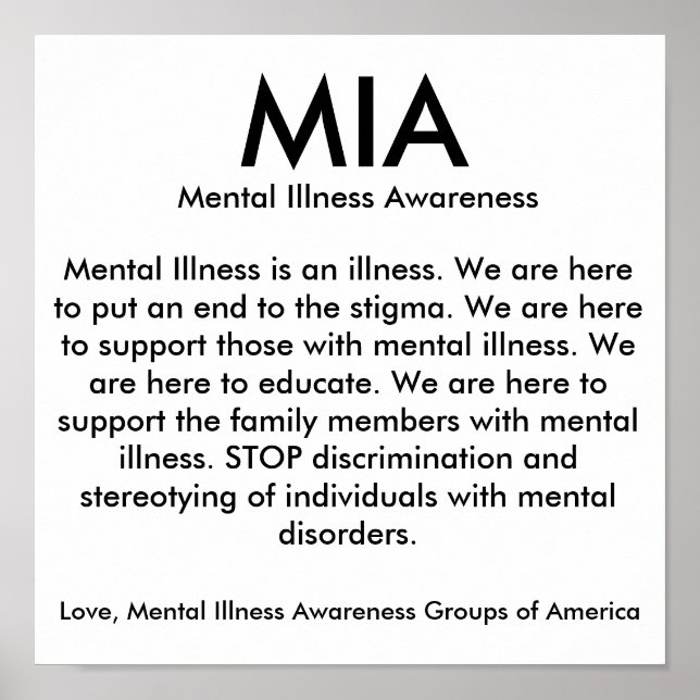 MIA, Mental Sjukdom Awareness, Mental Sjukdom i.. Poster (Framsidan)