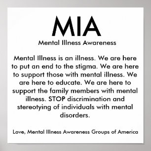 MIA mentalsjukdommedvetenhet, mentalsjukdom mig… Poster