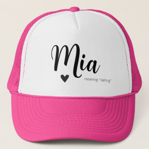 Mia Namn betyder minimala moderna skript Cap Girls Keps