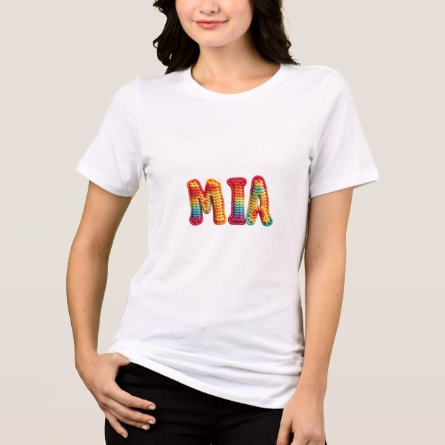 Mia Namn i Vibrant Crochet Mönster T Shirt (Framsida)