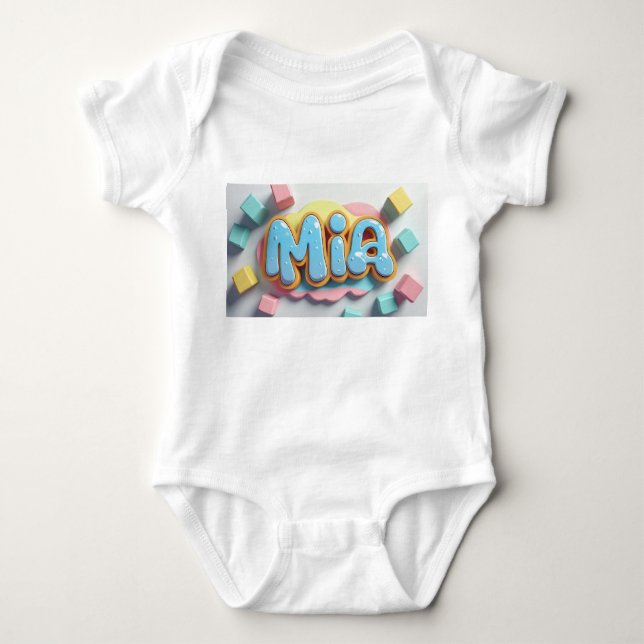 Mia skriven i graffiti font t shirt (Framsida)