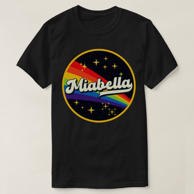 Miabella Rainbow in Space Vintage Stil T Shirt (Design framsida)