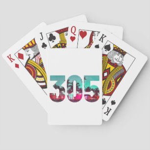 Miami 305 Area Code Florida Vintage Handflatan Trä Casinokort