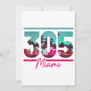 Miami 305 Area Code Florida Vintage Handflatan Trä Inbjudningar