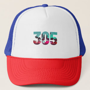 Miami 305 Area Code Florida Vintage Handflatan Trä Keps