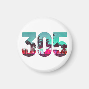 Miami 305 Area Code Florida Vintage Handflatan Trä Magnet
