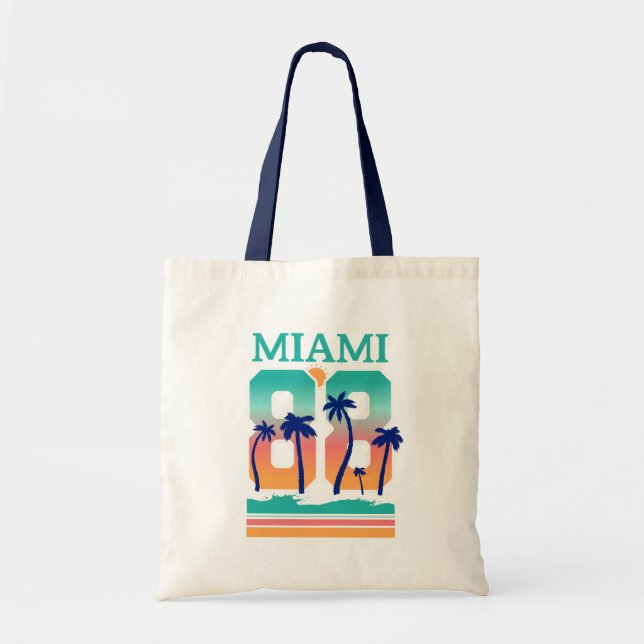 Miami 88 Retro Sunset Palm Tygkasse (Framsidan)