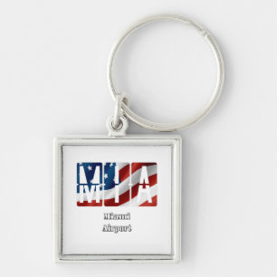 Miami Airport logotyp Fyrkantig Silverfärgad Nyckelring