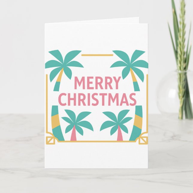 Miami Art Deco Christmas Palm Tree Card Helgkort (Framsida)