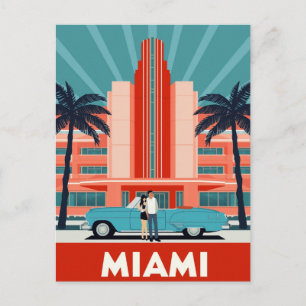 Miami Art Deco South Beach Retro Bil Vykort