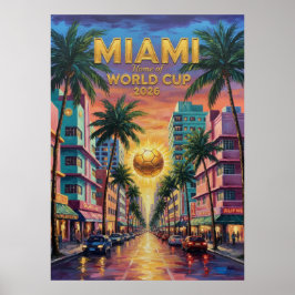 Miami Art Deco Världscupen 2026 Fotboll Ocean Driv Poster