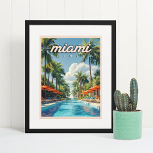 Miami Bassäng Vintage Poster