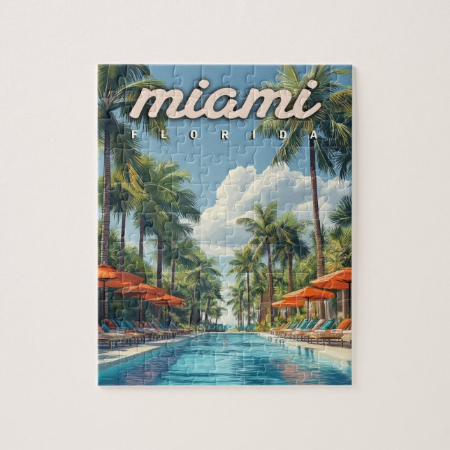 Miami Bassäng Vintage Pussel (Vertikal)