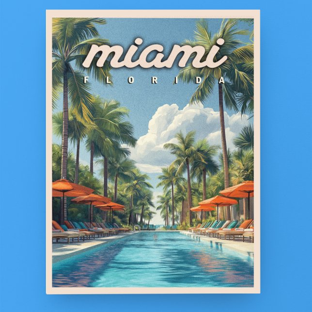Miami Bassäng Vintage Vykort (Skapare uppladdad)