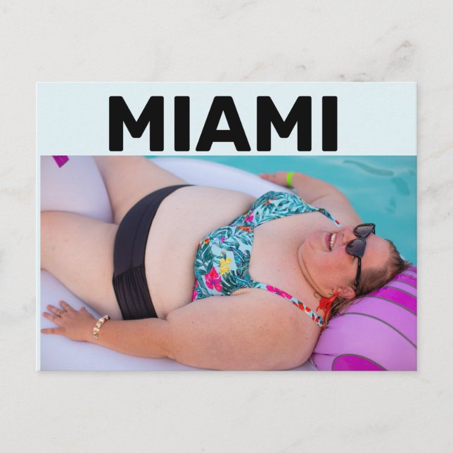 MIAMI BBW BIG BIKINI GIRL PÅ BEACH-vykort Vykort (Framsida)