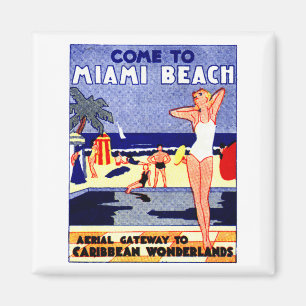 Miami Beach 1925 reser affischen Magnet