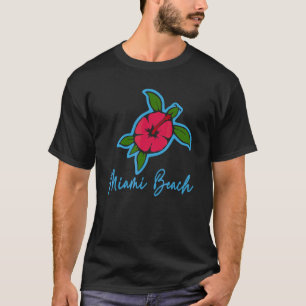 Miami Beach 2022 Sea Turtle Tropical Flowers Vacat T Shirt