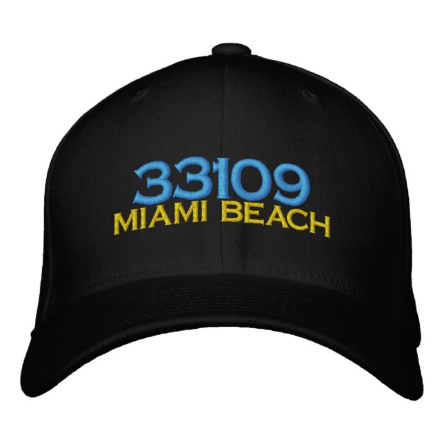 MIAMI BEACH 33109 Embroiderade Hat Broderad Keps (Framsida)