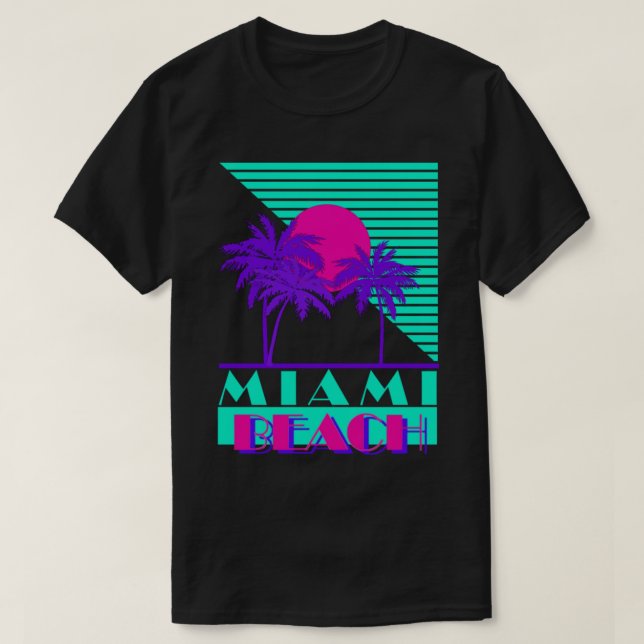 Miami Beach 80s Retro Logotyp Essential T-Shirt (Design framsida)