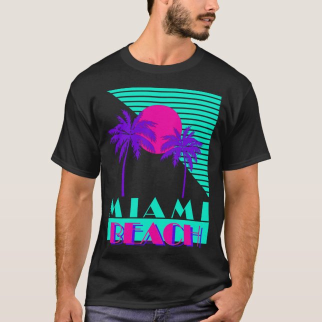 Miami Beach 80's Retro T Shirt (Framsida)