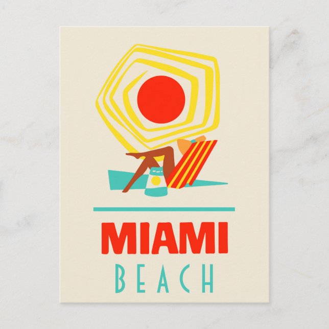Miami Beach-affisch Vykort (Framsida)
