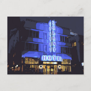 Miami Beach Art Deco Hotel på natten Vykort