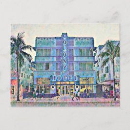 Miami Beach Art Deco Hotel Painting 2 Vykort