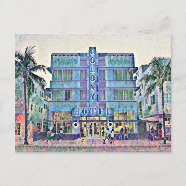 Miami Beach Art Deco Hotel Painting 2 Vykort (Framsida)
