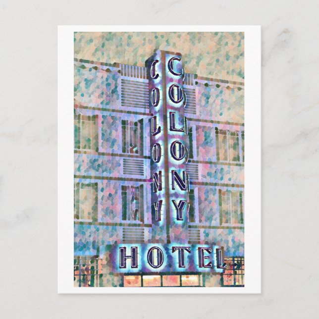 Miami Beach Art Deco Hotel Painting 3 Vykort (Framsida)