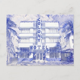 Miami Beach Art Deco Hotel Pen Art-vykort Vykort