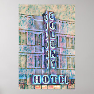 Miami Beach Art Deco Hotellmålning 3 Poster