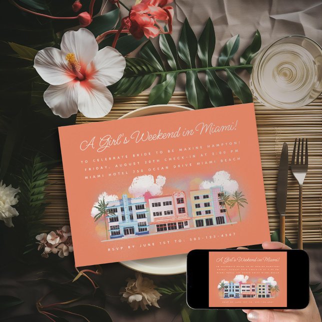 Miami Beach Bachelorette Helg Inbjudningar (Skapare uppladdad)