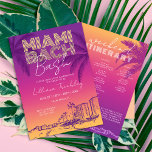 Miami Beach Bachelorette Helg Itinerary Inbjudningar<br><div class="desc">Inledning av inbjudan till Miami Bach Bash - perfektens sätt att sparka av en ljus och färglös bachelorette helg i Miami Beach! Med sin beachy vibe och lekande design anger den här inbjudan tonen för en helg-fullt av roligt i sol. Och med resvägen inkluderad vet dina gäster exakt vad de...</div>