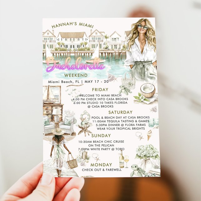 Miami Beach Bachelorette Helg Itinerary Inbjudningar (Skapare uppladdad)