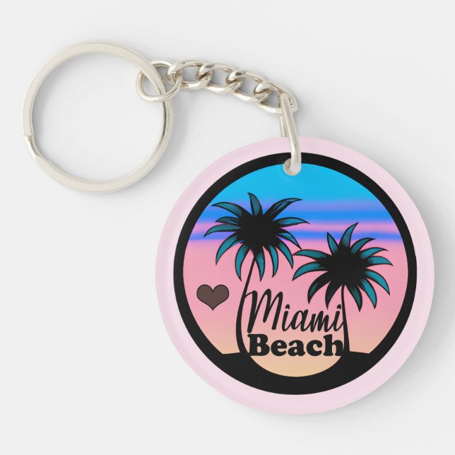Miami Beach Blue och Rosa Handflatan Träd (Framsidan)
