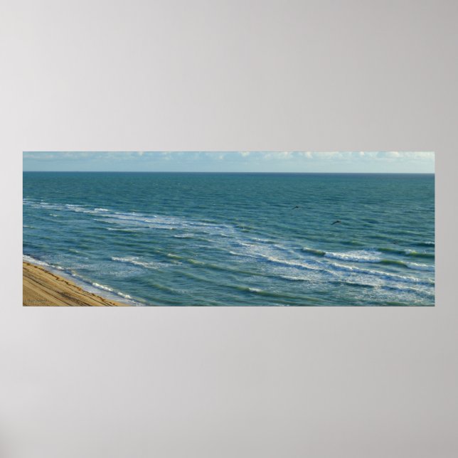 Miami Beach Blue Vågar Ocean Vågrät liggande Poster (Framsidan)