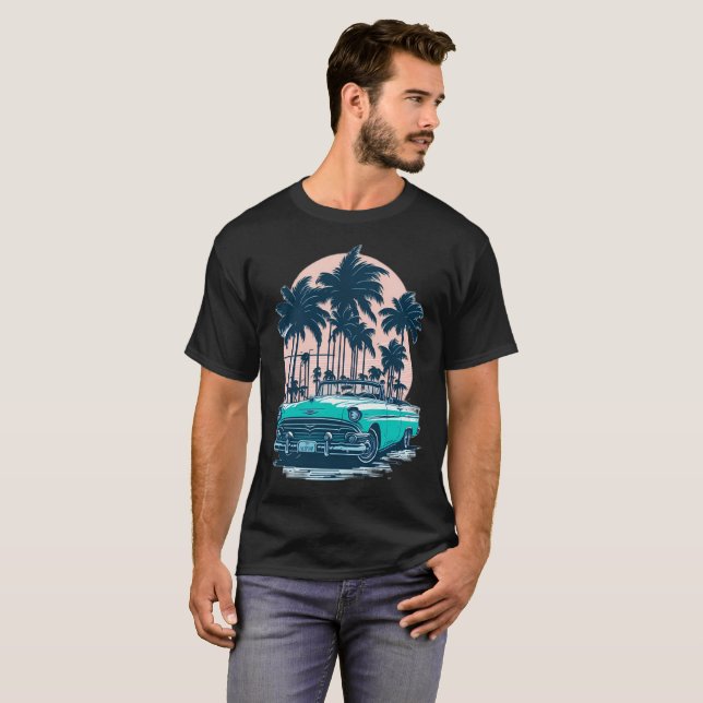 MIAMI beach Cars 4 T Shirt (Hel framsida)