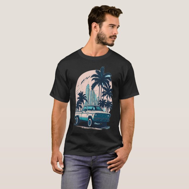 MIAMI beach Cars 6 T Shirt (Hel framsida)